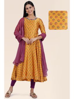 W - Yellow Floral Kurta, Tight & Dupatta (Set of 3)