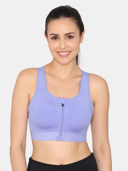 Zivame - Zelocity High Impact Quick Dry Front Opening Sports Bra - Deep Periwinkle Blue