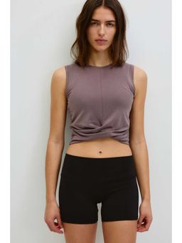 H&M - Women Beige Slim Fit Twist-Detail Sports Vest Top