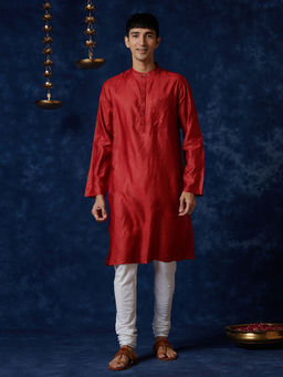 Fabindia - Silk Tussar Placket Detail Long Kurta