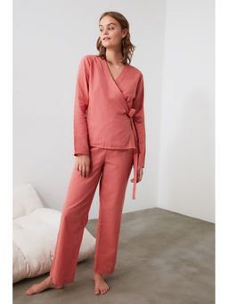 Trendyol - Rose Pink Wrap Top Pyjamas (Set of 2)