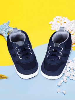 Baby Moo - Lace-Up Colour-blocked Comfortable Kids Anti-Slip Sneaker Booties - Blue