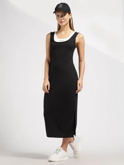 Calvin Klein - Black Viscose Round Neck Bodycon Dress
