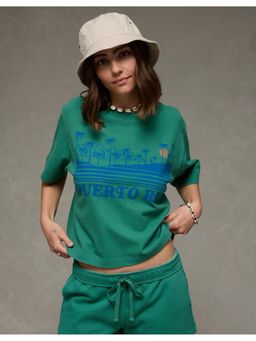 American Eagle - Green Boxy Graphic T-Shirt