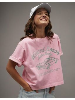 American Eagle - Pink Boxy Graphic T-Shirt
