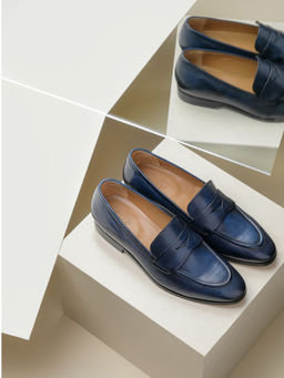 Saint G - Navy Leather Loafers