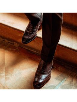 Saint G - Grey Leather Square Toe Lace Up Slip On Shoes