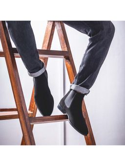 Saint G - Grimaldi Black Suede Leather Handcrafted Chelsea Boots