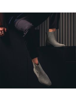 Saint G - Ollie Grey Croco Print Suede Leather Chelsea Boots