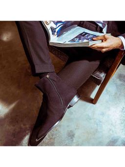 Saint G - Amorino Black Nubuck Leather Ankle Chelsea Boots