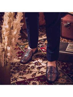 Saint G - Ellis Brown Snake Print Leather Loafers