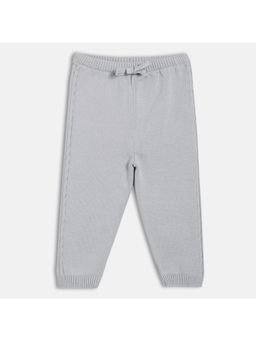 MINI KLUB - Grey Cotton Solid Knit Joggers