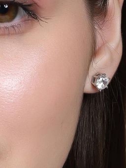 Miss Highness - 925 Sterling Silver Round Solitaire Stud Earrings for Women (Adjustable)