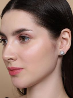 Miss Highness - 925 Sterling Silver Round Stud Earrings for Women (Adjustable)
