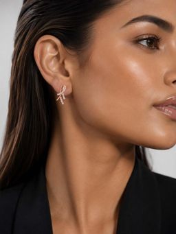 Miss Highness - 925 Sterling Silver Ribbon Stud Earrings for Women (Adjustable)