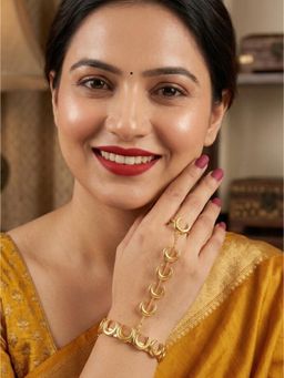 NUI - Gold Plated Haathphool Bracelet For Women