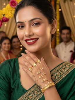 NUI - Gold Plated Haathphool Bracelet For Women