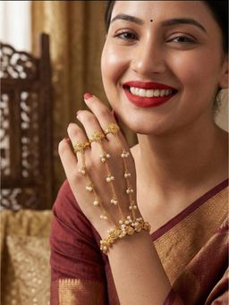 NUI - Gold Plated Haathphool Bracelet For Women