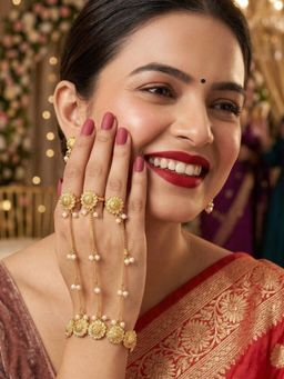 NUI - Gold Plated Haathphool Bracelet For Women