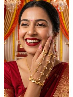 NUI - Gold Plated Haathphool Bracelet For Women