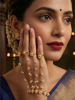 NUI - Gold Plated Haathphool Bracelet For Women