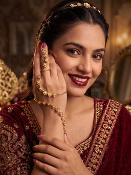 NUI - Gold Plated Haathphool Bracelet For Women