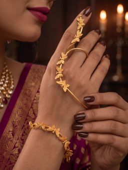 NUI - Gold Plated Haathphool Bracelet For Women