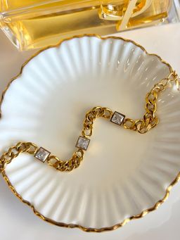 AMOSSH - Blair Princess Cut Chain Link with Square Bezel Stones Bracelet