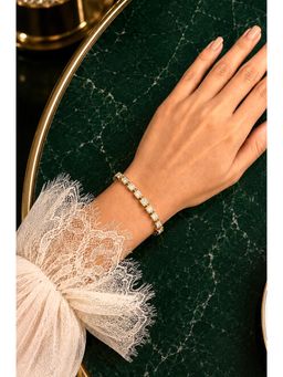 AMOSSH - Lucia Princess Cut Square Bezel Studded Bracelet