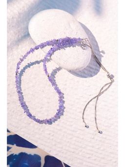 Stone Story By Shruti - 925 Sterling Silver Rhodium-Plated Tanzanite Aira Bolo Necklace