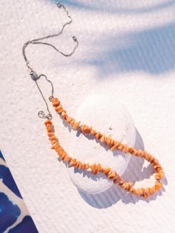 Stone Story By Shruti - 925 Sterling Silver Rhodium-Plated Peach Moonstone Aira Bolo Necklace