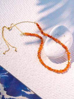 Stone Story By Shruti - 925 Sterling Silver 18K Gold-Plated Carnelian Aira Bolo Necklace