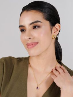 Stone Story By Shruti - 18K Gold-Plated 925 Sterling Silver Amethyst Pendant Necklace