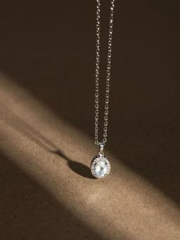 Stone Story By Shruti - Rhodium-Plated 925 Sterling Silver Aquamarine Pendant Necklace