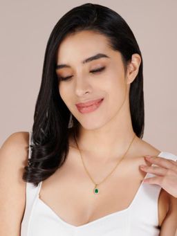 Stone Story By Shruti - 18K Gold-Plated 925 Sterling Silver Emerald Pendant Necklace