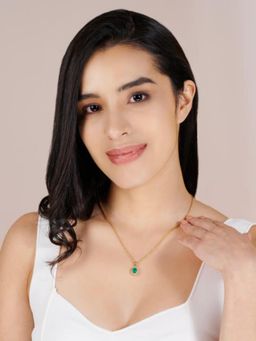 Stone Story By Shruti - 18K Gold-Plated 925 Sterling Silver Green Onyx Pendant Necklace