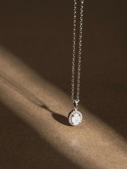Stone Story By Shruti - Rhodium-Plated 925 Sterling Silver Rainbow Moonstone Pendant Necklace