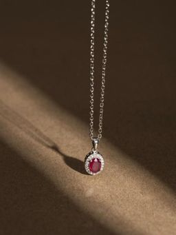Stone Story By Shruti - Rhodium-Plated 925 Sterling Silver Ruby Pendant Necklace