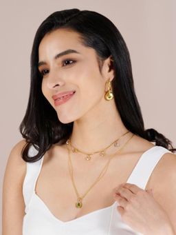 Stone Story By Shruti - 925 Sterling Silver 18K Gold-Plated Peridot Oval Pendant Necklace