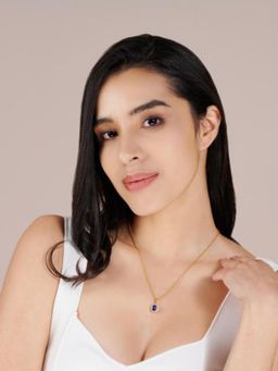 Stone Story By Shruti - 925 Sterling Silver 18K Gold-Plated Lapis Lazuli Oval Pendant Necklace