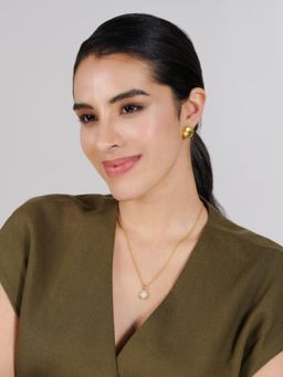 Stone Story By Shruti - 925 Sterling Silver 18K Gold-Plated Opal Oval Pendant Necklace