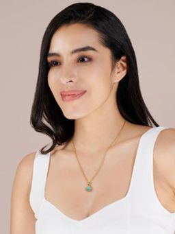 Stone Story By Shruti - 925 Sterling Silver 18K Gold-Plated Turquoise Oval Pendant Necklace