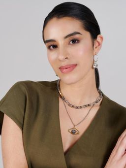 Stone Story By Shruti - 925 Sterling Silver 18K Gold and Rhodium-Plated Cosmic Eye Moonstone Necklace