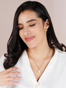 Stone Story By Shruti - 925 Sterling Silver 18K Gold-Plated Cosmic Eye Frost White Moonstone Necklace