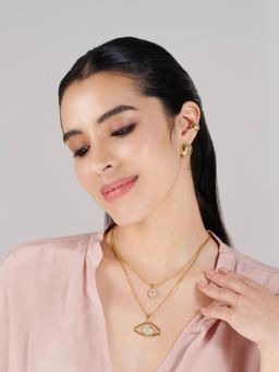 Stone Story By Shruti - 925 Sterling Silver 18K Gold-Plated Cosmic Eye Aqua Blue Chalcedony Necklace