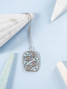 Stone Story By Shruti - 925 Sterling Silver Rhodium-Plated Amulet of Protection CZ Statement Necklace