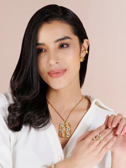 Stone Story By Shruti - 925 Sterling Silver 18K Gold-Plated Amulet of Protection CZ Statement Necklace