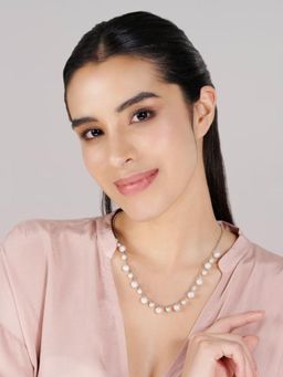 Stone Story By Shruti - 925 Sterling Silver Rhodium-Plated Freshwater Pearl Chain Necklace