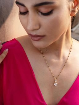 Stone Story By Shruti - 925 Sterling Silver Women 18K Gold Plated White Topaz Mangalsutra