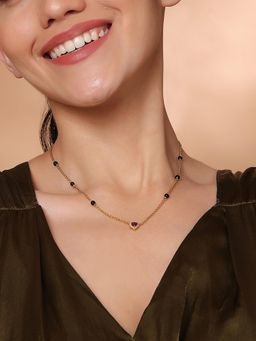 Stone Story By Shruti - 925 Sterling Silver Women 18K Gold Plated Pink Rhodolite Mangalsutra